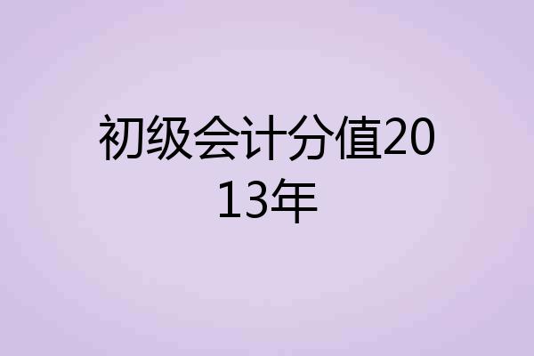 初级会计分值2013年