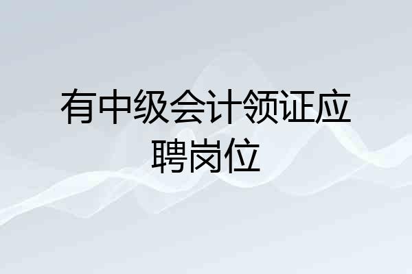 有中级会计领证应聘岗位