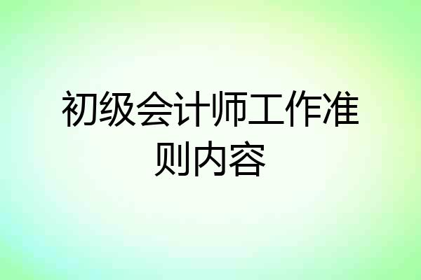 初级会计师工作准则内容
