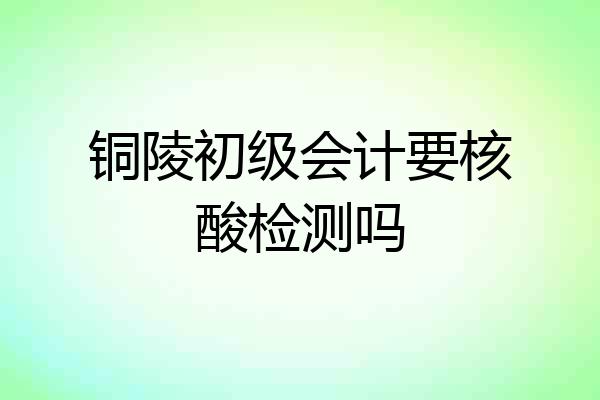 铜陵初级会计要核酸检测吗