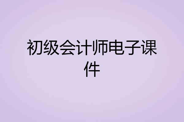 初级会计师电子课件
