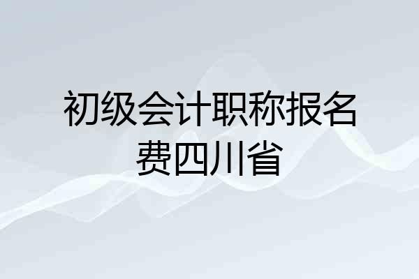 初级会计职称报名费四川省