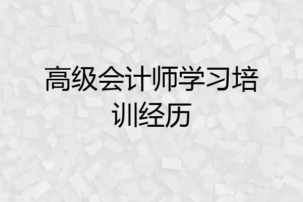 高级会计师学习培训经历