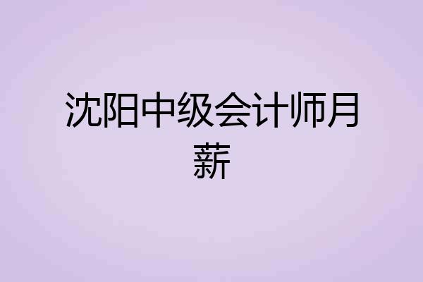 沈阳中级会计师月薪