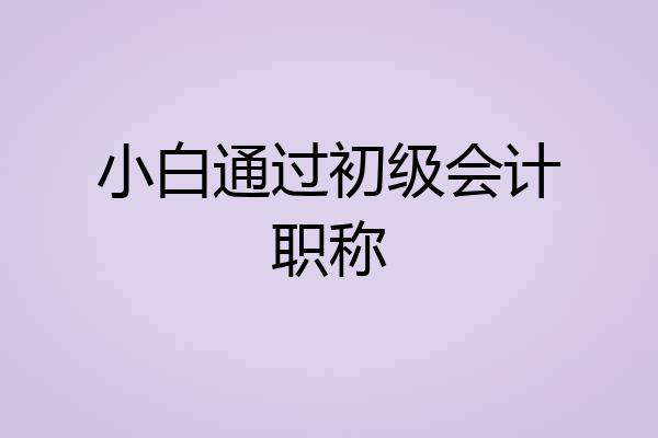 小白通过初级会计职称