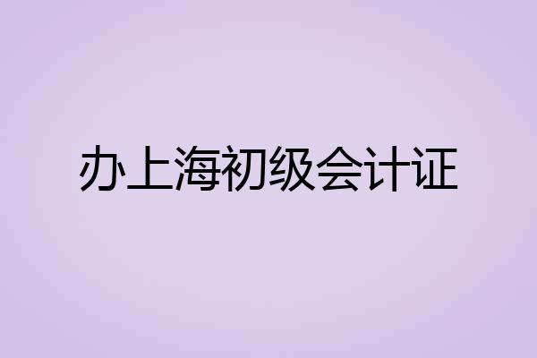 办上海初级会计证