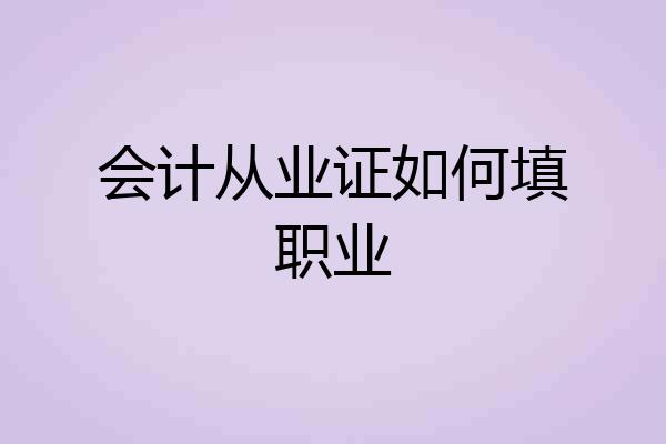 会计从业证如何填职业
