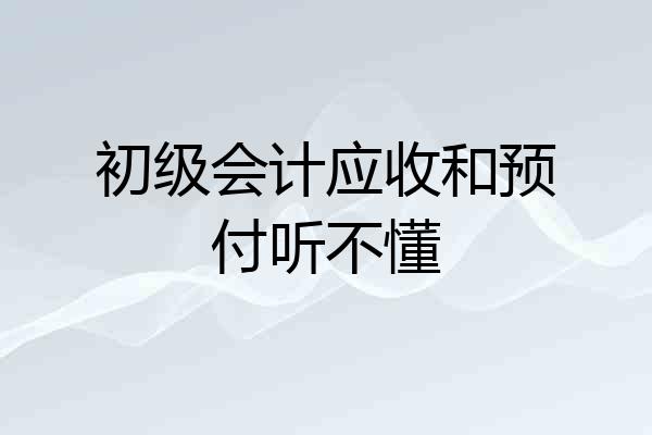 初级会计应收和预付听不懂