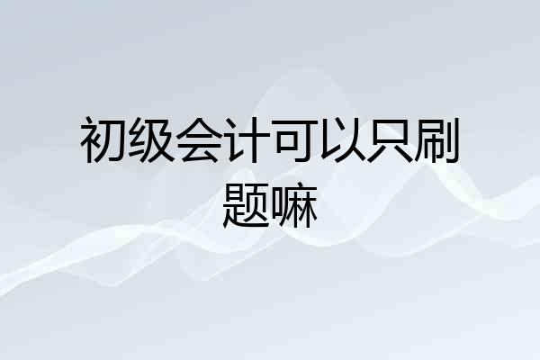 初级会计可以只刷题嘛