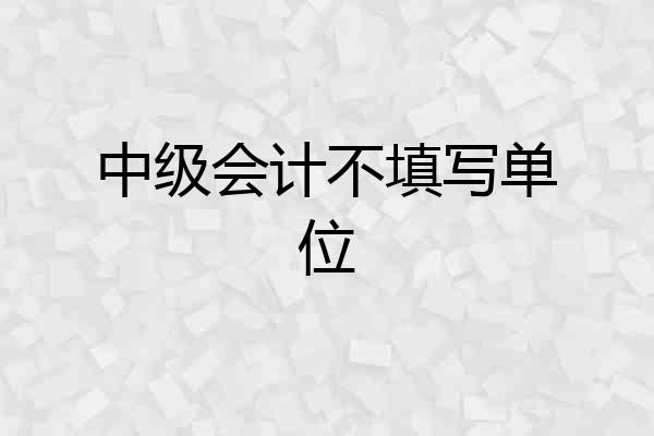 中级会计不填写单位