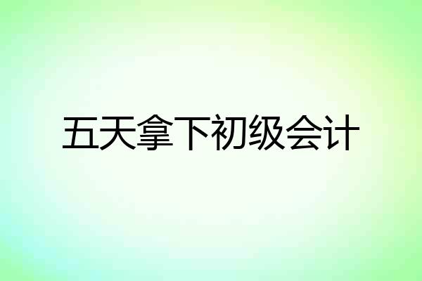 五天拿下初级会计