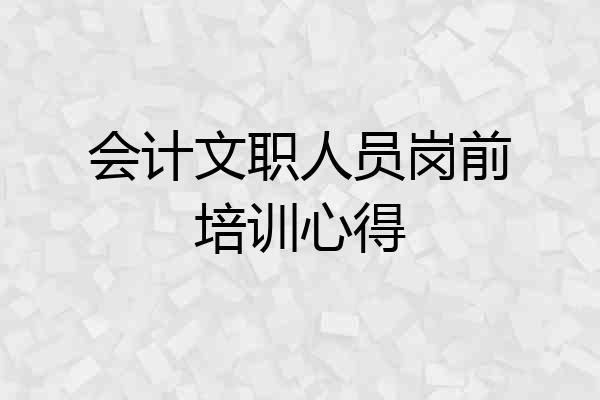 会计文职人员岗前培训心得