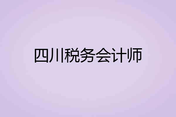 四川税务会计师