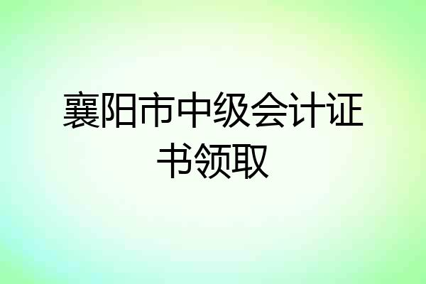 襄阳市中级会计证书领取