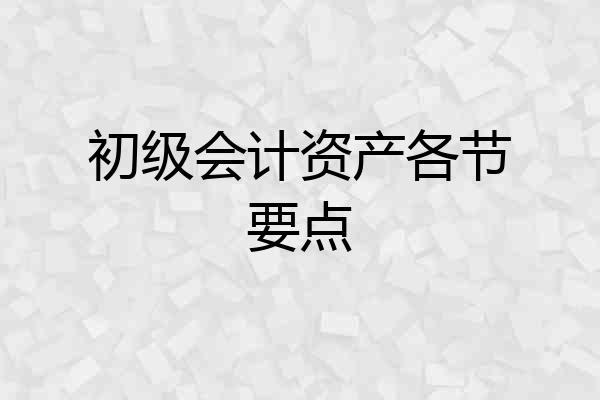 初级会计资产各节要点