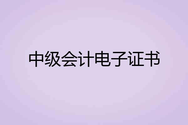 中级会计电子证书