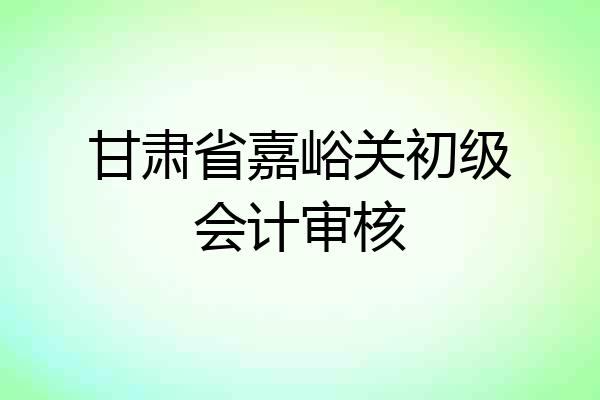 甘肃省嘉峪关初级会计审核