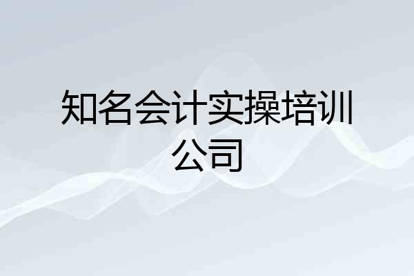 知名会计实操培训公司