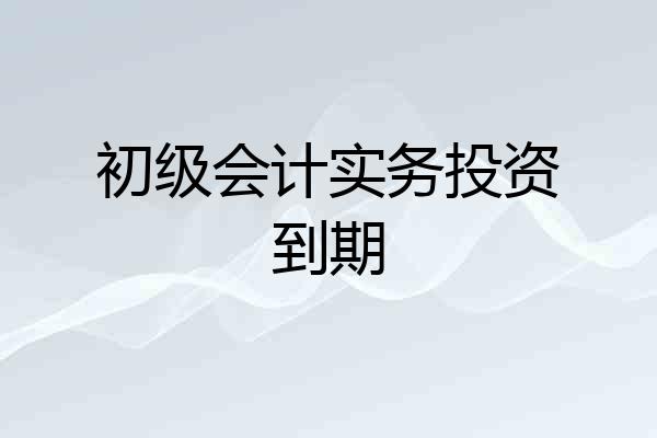 初级会计实务投资到期