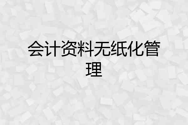 会计资料无纸化管理