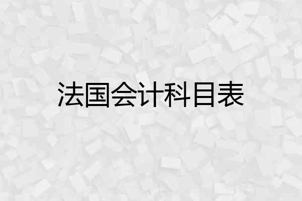 法国会计科目表