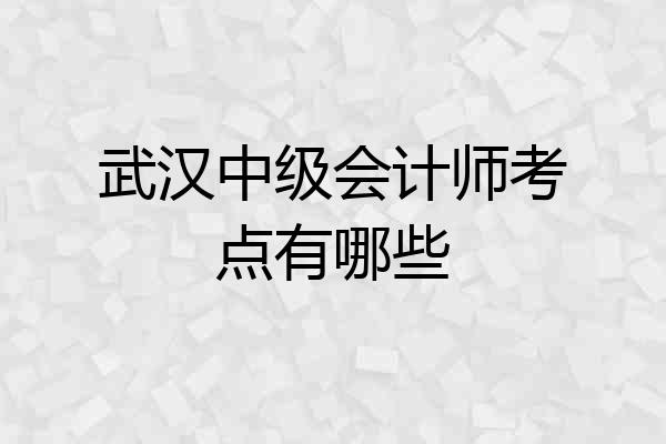武汉中级会计师考点有哪些