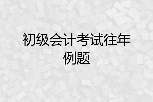 初级会计考试往年例题