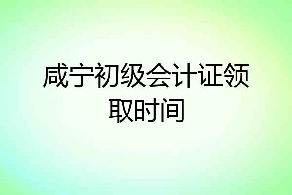 咸宁初级会计证领取时间
