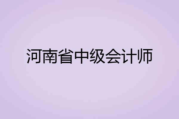 河南省中级会计师
