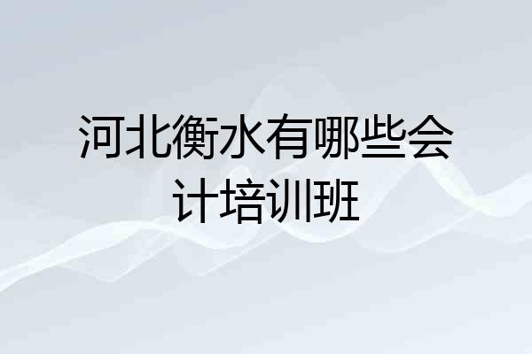 河北衡水有哪些会计培训班