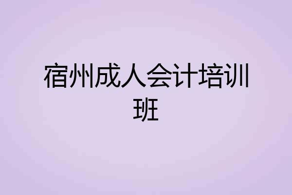 宿州成人会计培训班