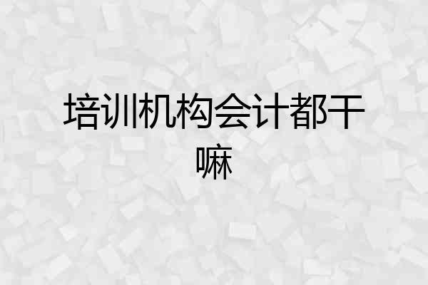 培训机构会计都干嘛
