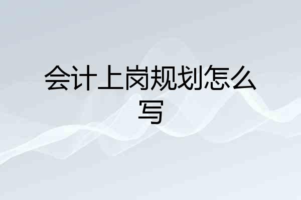 会计上岗规划怎么写