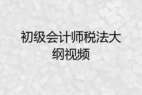 初级会计师税法大纲视频