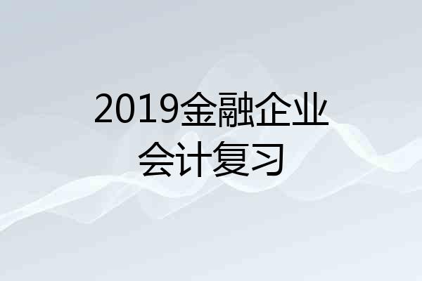 2019金融企业会计复习