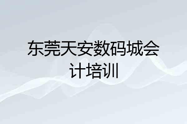 东莞天安数码城会计培训