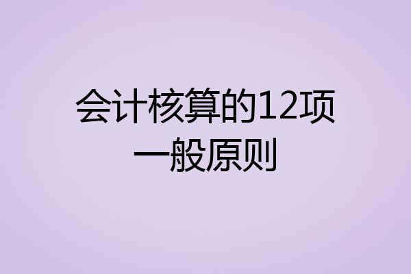 会计核算的12项一般原则