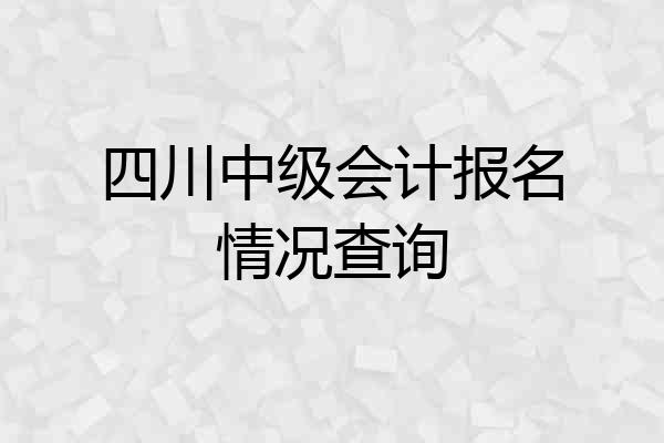 四川中级会计报名情况查询