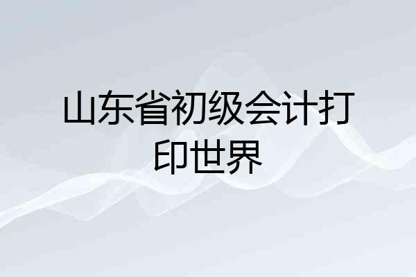 山东省初级会计打印世界