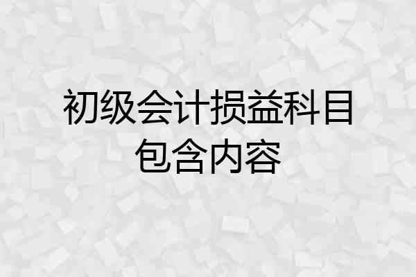 初级会计损益科目包含内容