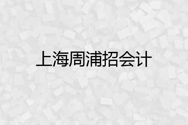 上海周浦招会计