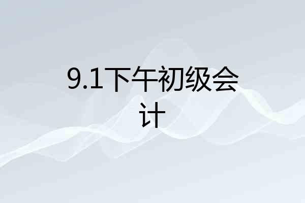 9.1下午初级会计