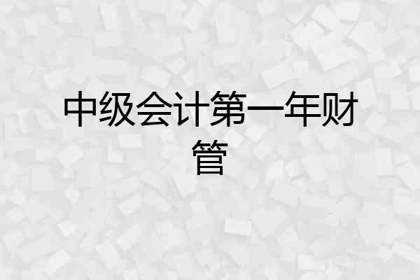 中级会计第一年财管