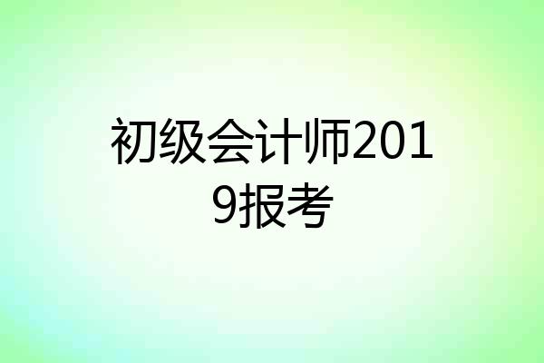 初级会计师2019报考