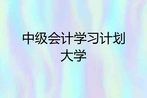 中级会计学习计划大学