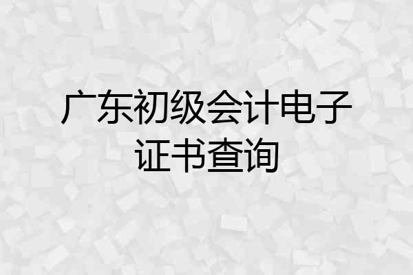 广东初级会计电子证书查询