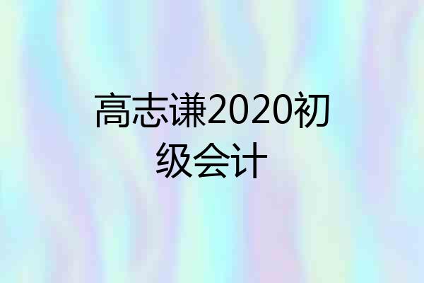 高志谦2020初级会计