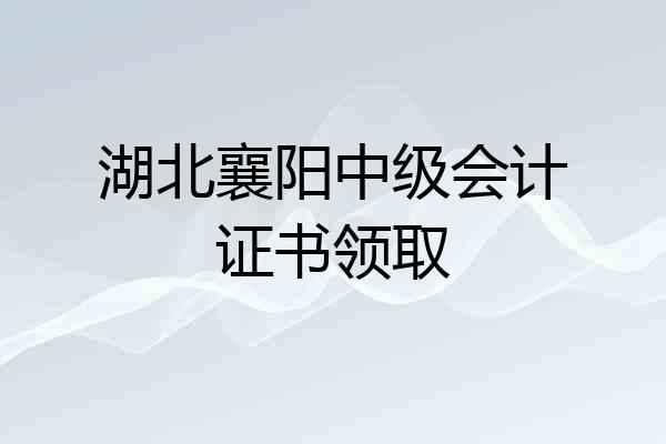 湖北襄阳中级会计证书领取