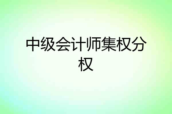 中级会计师集权分权
