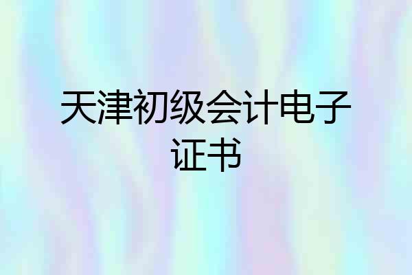 天津初级会计电子证书